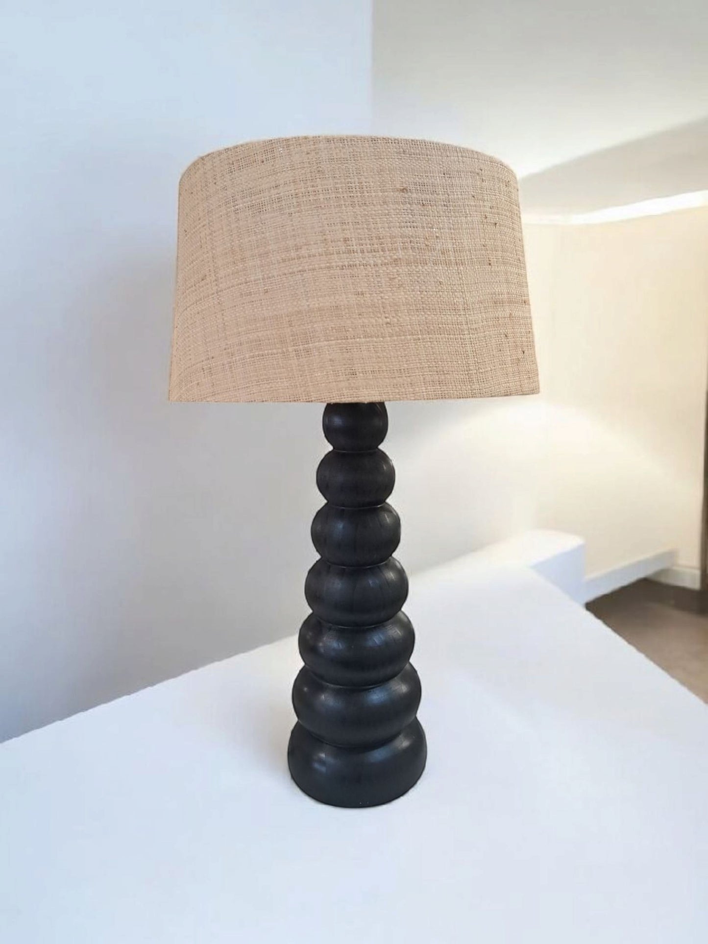 Pebble Table Lamp base - black wood