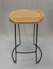 Load image into Gallery viewer, Barstool - Carved wood on Steel base