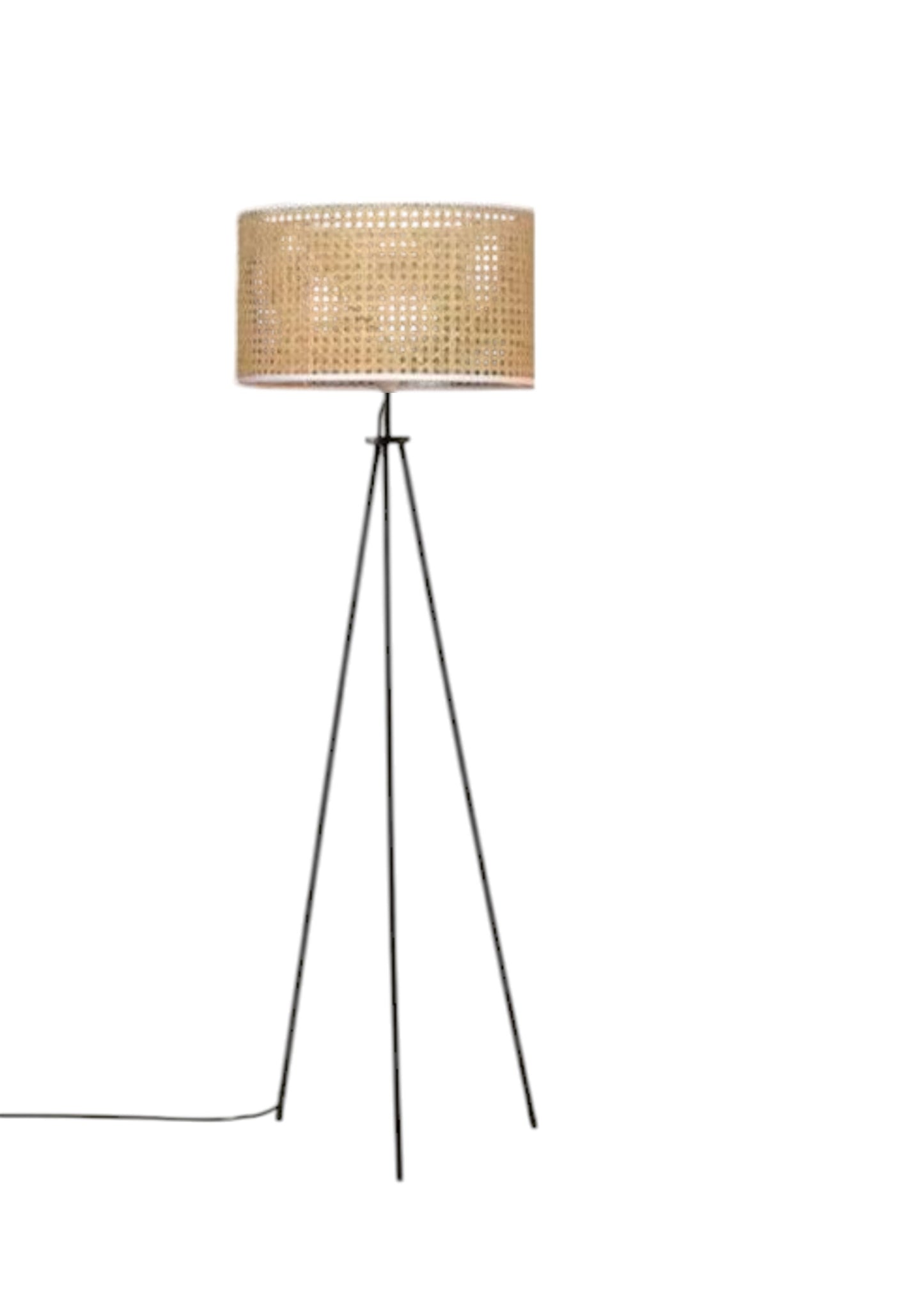 Rattan Lampshade with White trim
