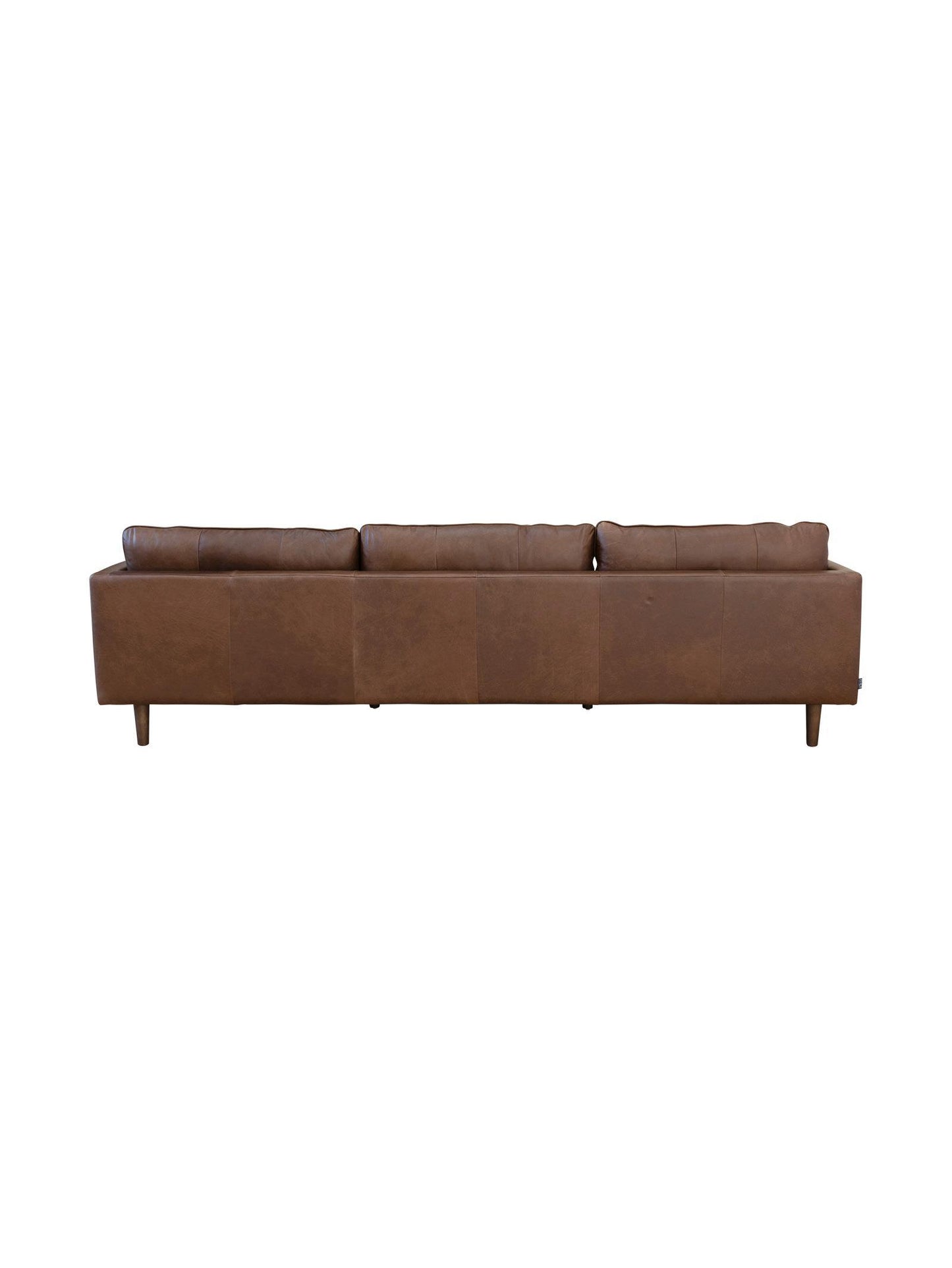 Brown leather sofa on a white background
