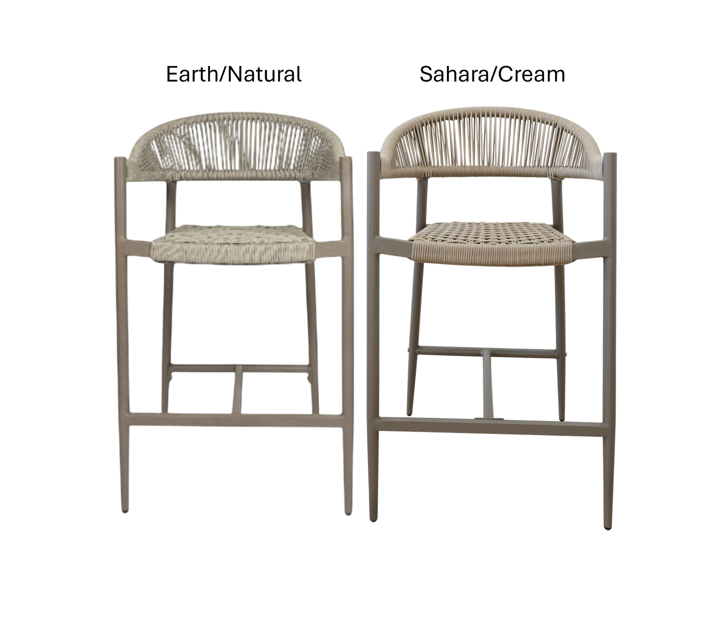 Iona Outdoor Counter Chair – Aluminium Frame with UV-Resistant Woven Rope Seat & Backrest