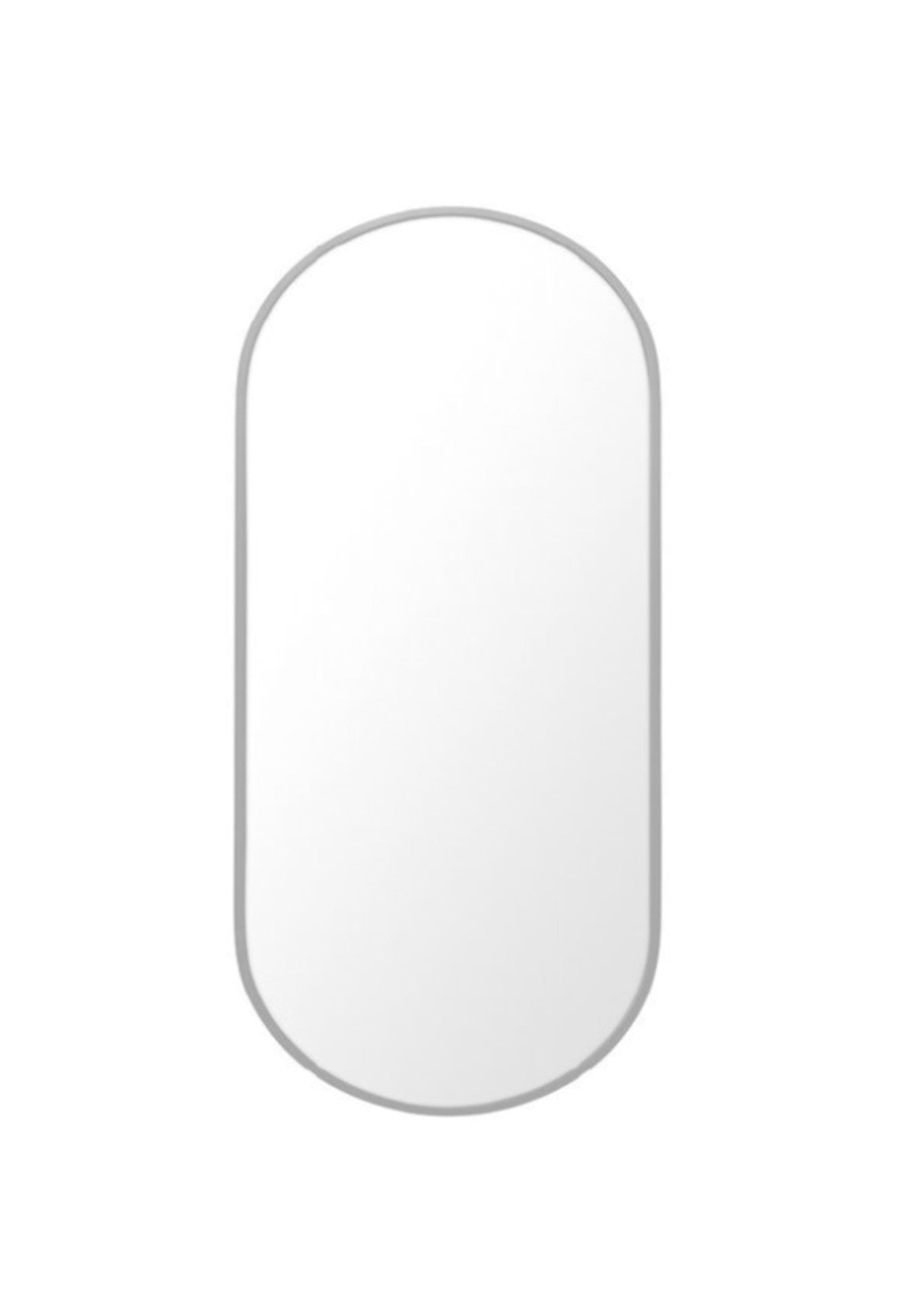 Rectangular mirror with rounded edges on a white background