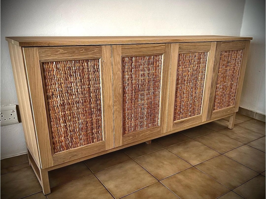Server unit 4 - Solid Wood with Rattan Door Unit