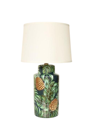 Ceramic Table Lamp: Black & Green Pineapple lamp base