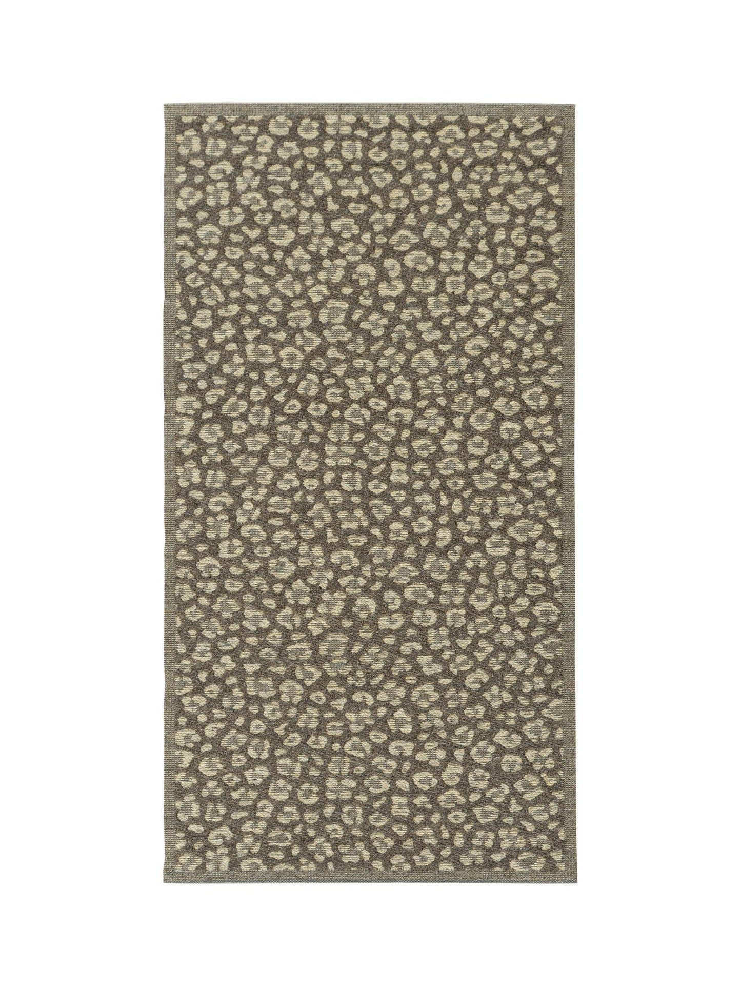 Rug with a leopard print pattern on a white background