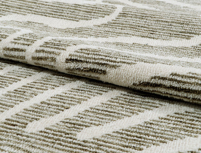 Close-up of textured rug with geometric pattern