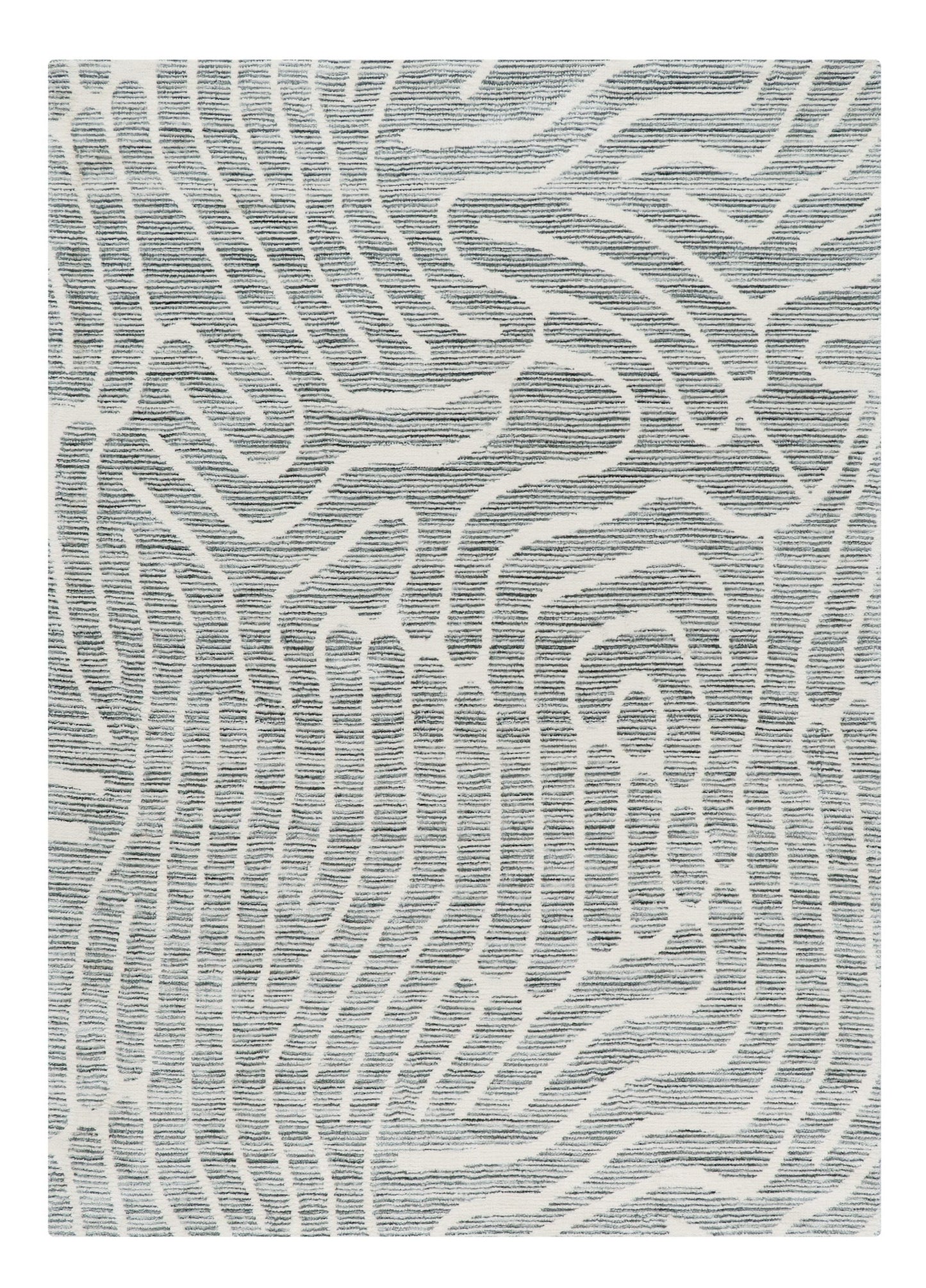 Gray and white patterned rug