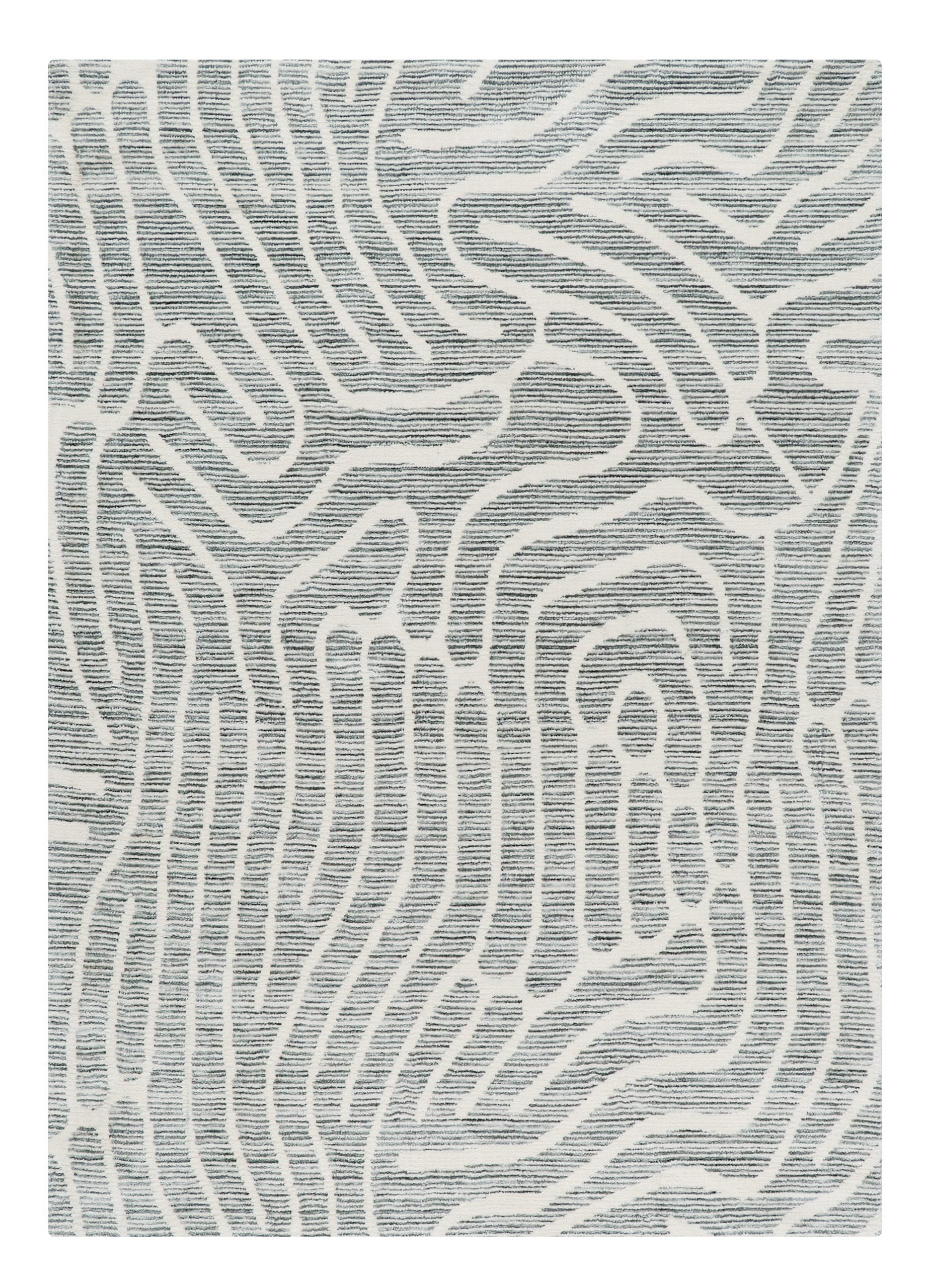 Gray and white patterned rug