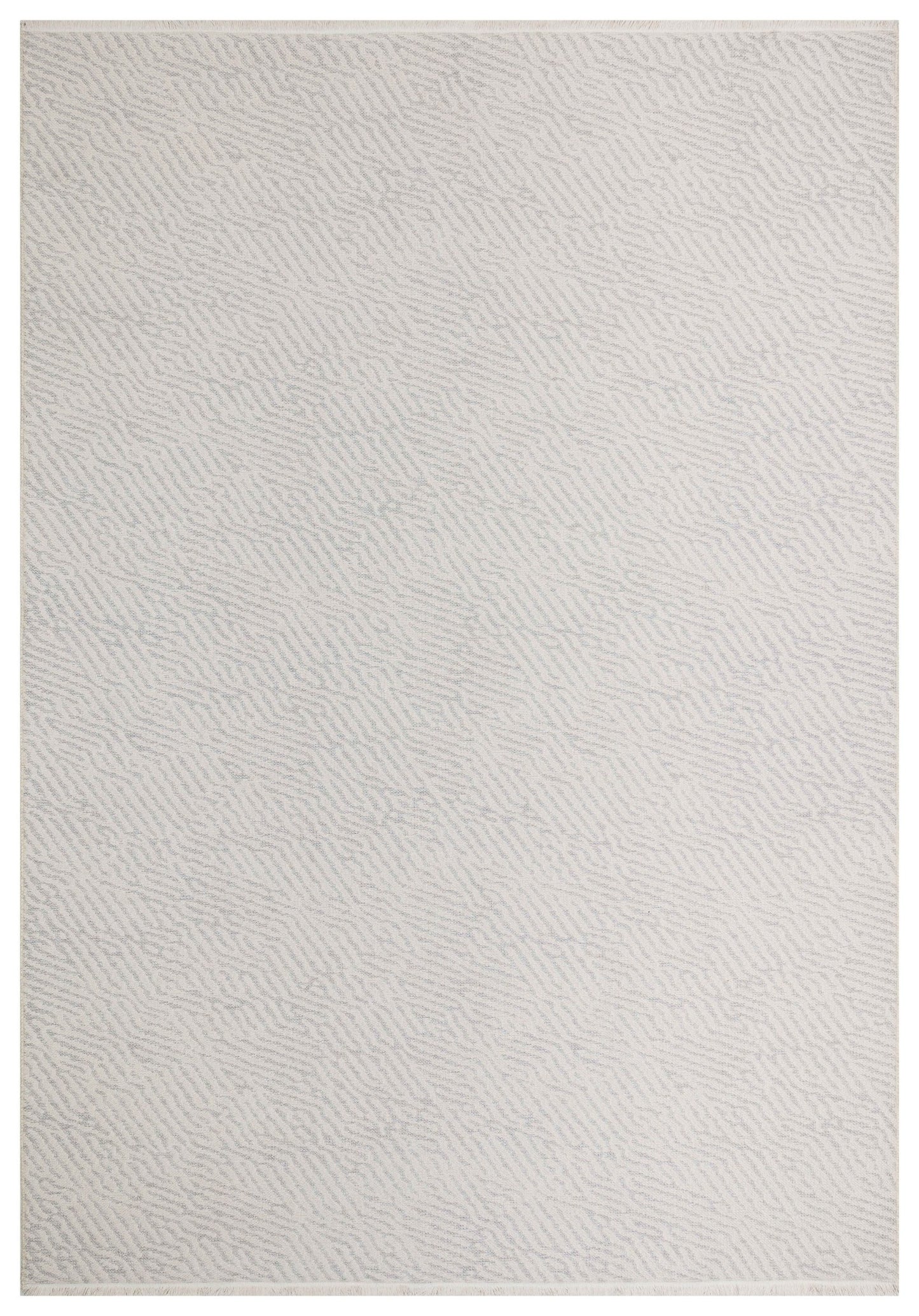 Textured gray rug with a subtle pattern on a white background