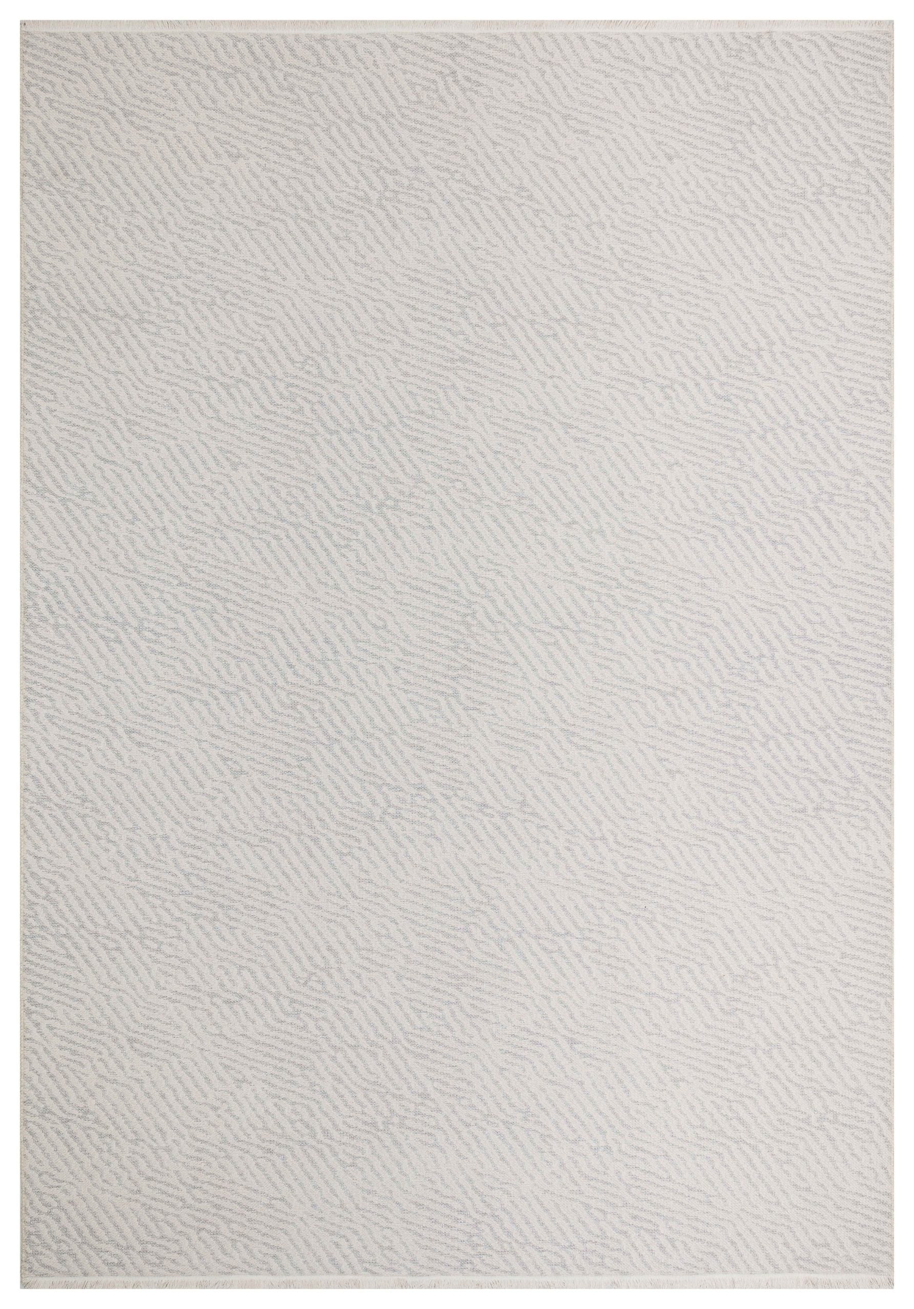 Textured gray rug with a subtle pattern on a white background