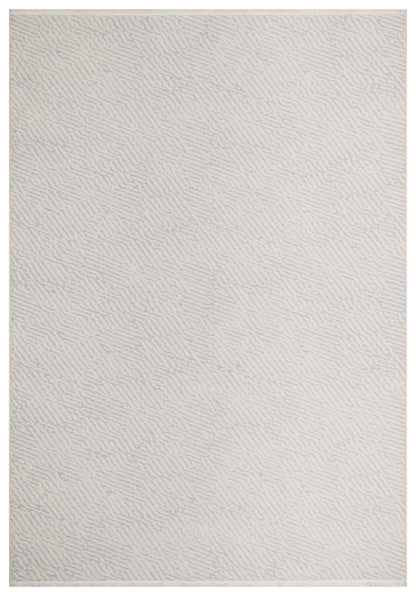 Textured gray rug with a subtle pattern on a white background