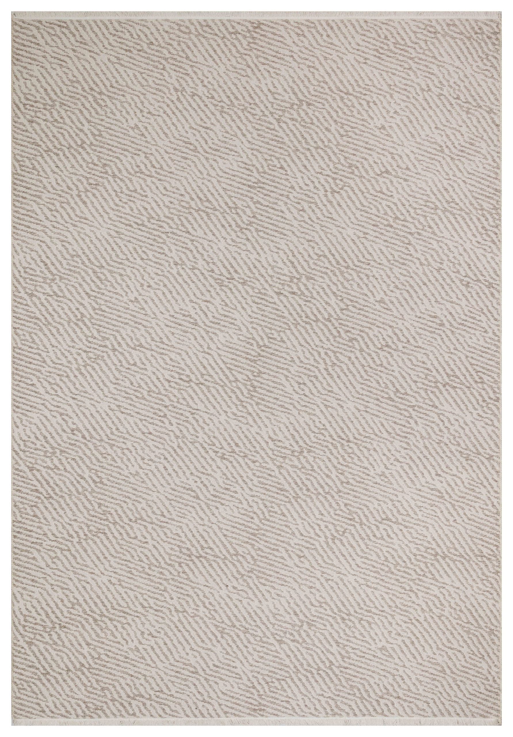 Textured beige rug with a subtle pattern