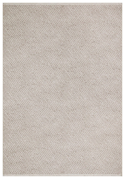 Textured beige rug with a subtle pattern