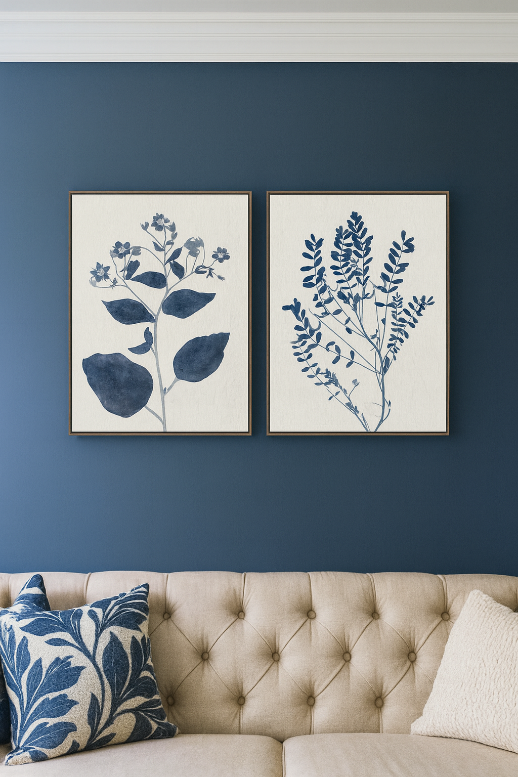 Blue Botanical Wall Art – Set of 2
