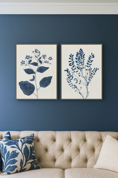 Blue Botanical Wall Art – Set of 2