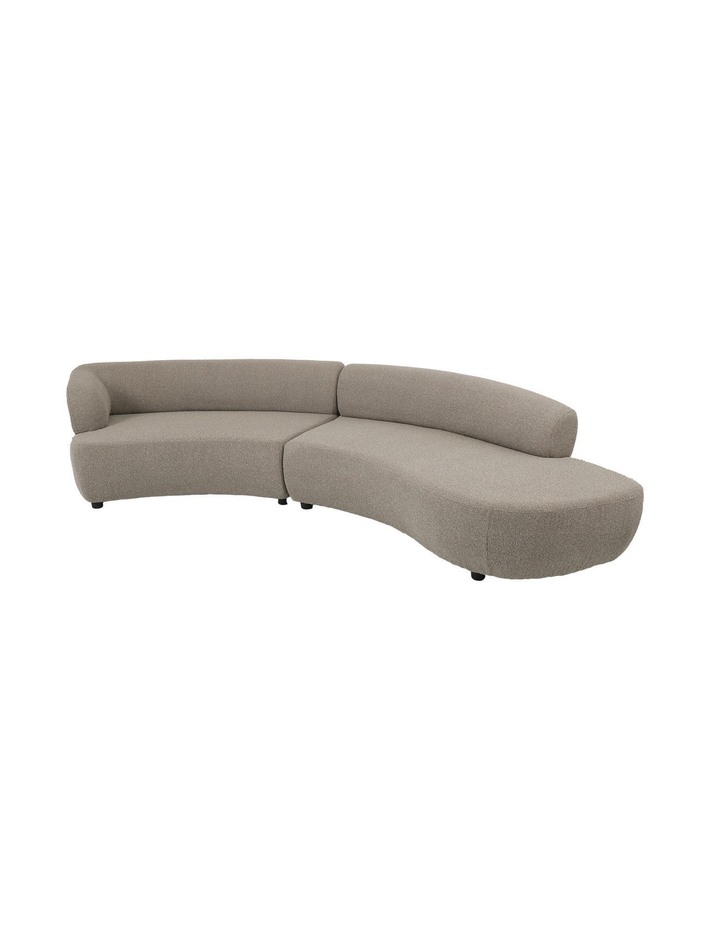 Curved beige sofa on a white background