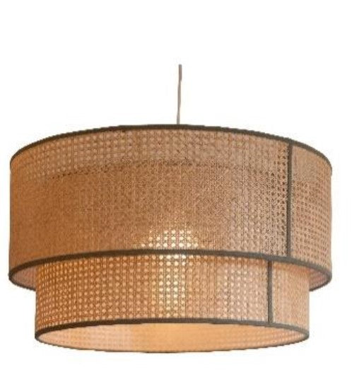 Cane Webbing Double Drum Pendant