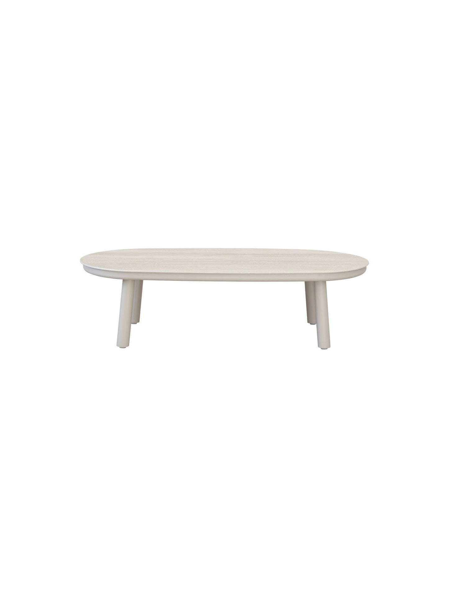 White oval coffee table on a white background