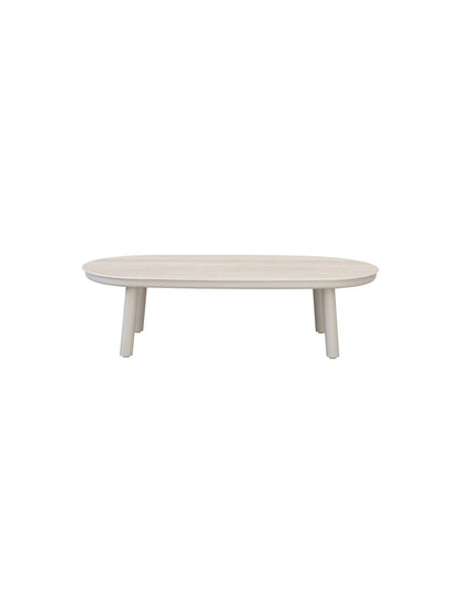 White oval coffee table on a white background