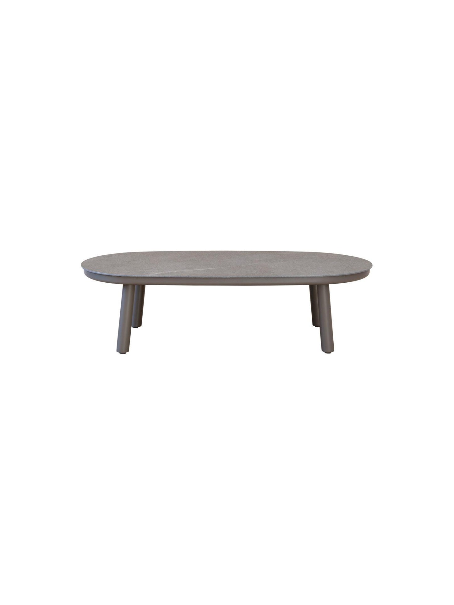 Round wooden coffee table on a white background