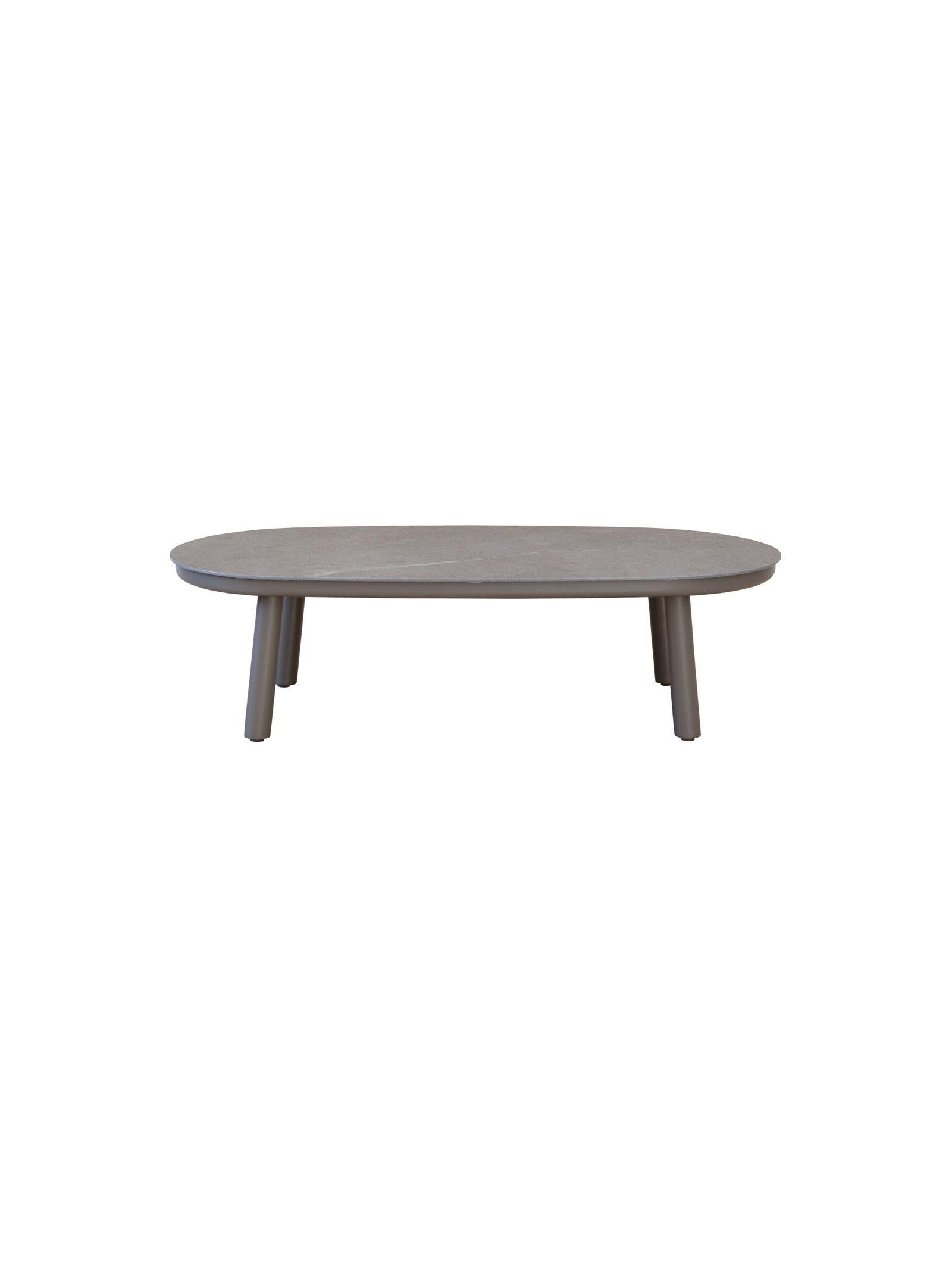 Round wooden coffee table on a white background
