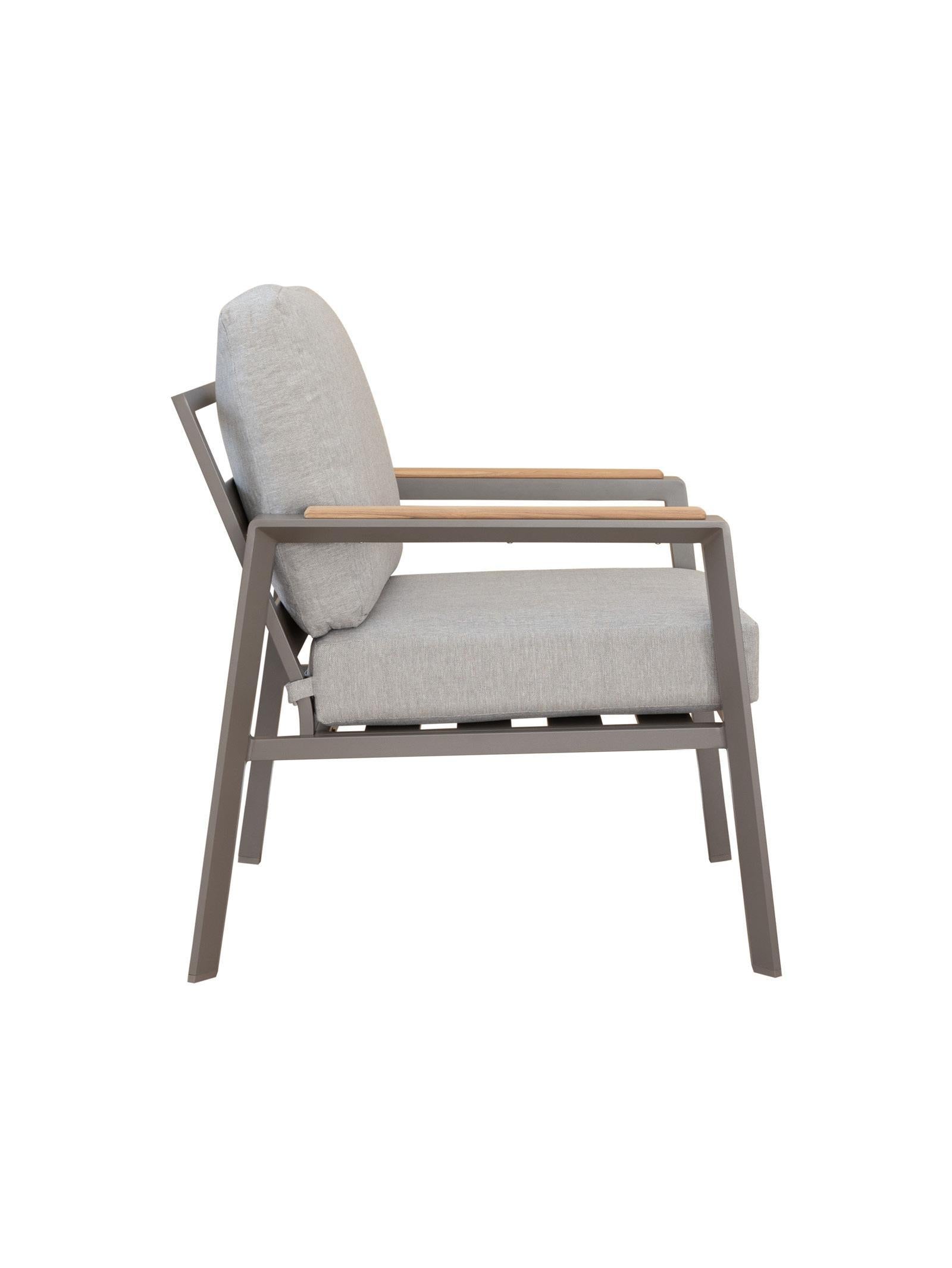 Modern chair with gray cushions on a white background