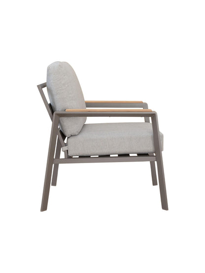 Modern chair with gray cushions on a white background