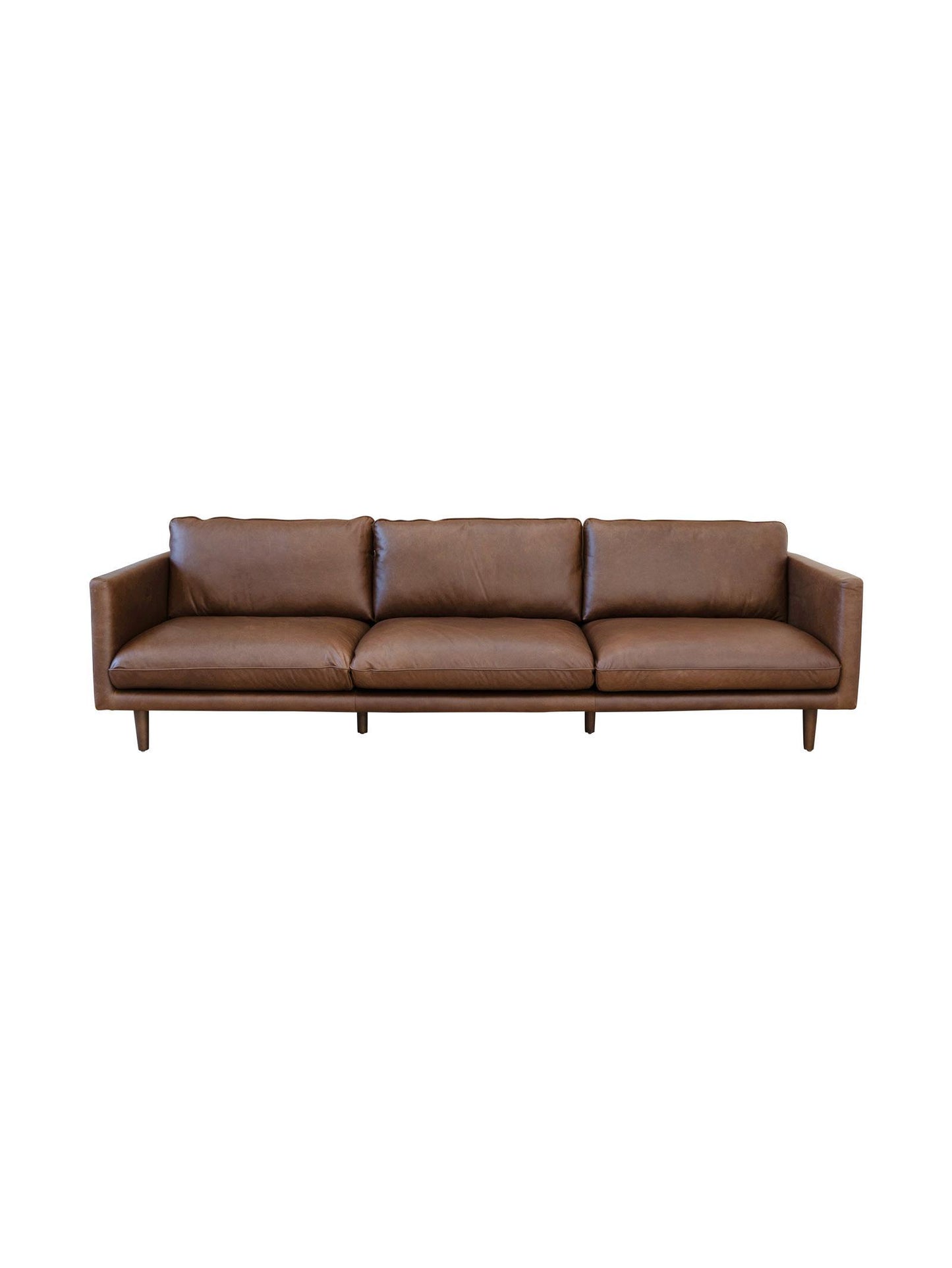 Brown leather sofa on a white background