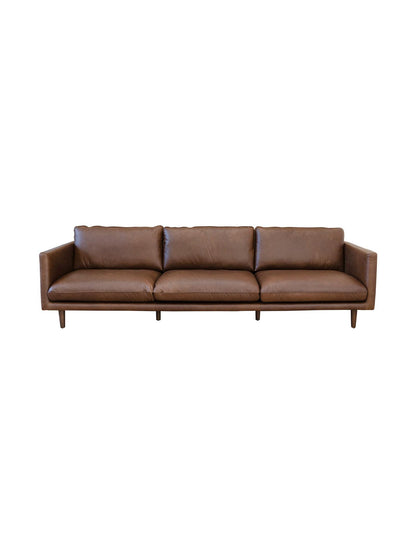 Brown leather sofa on a white background