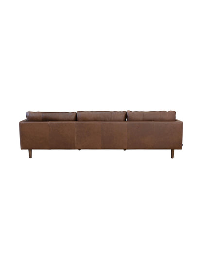 Brown leather sofa on a white background