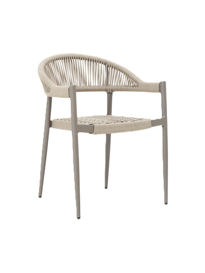 Iona Outdoor Dining Chair with aluminium frame and woven UV-resistant rope seat on patio dining area

Close-up of Iona dining chair showing intricate rope weave and sturdy metal frame

Set of Iona outdoor dining chairs around outdoor dining table on deck

Iona Outdoor Dining Chair styled in garden or veranda dining setting

Back view of Iona dining chair highlighting UV-resistant rope backrest design

Iona dining chair from the Iona outdoor furniture collection with coordinating pieces