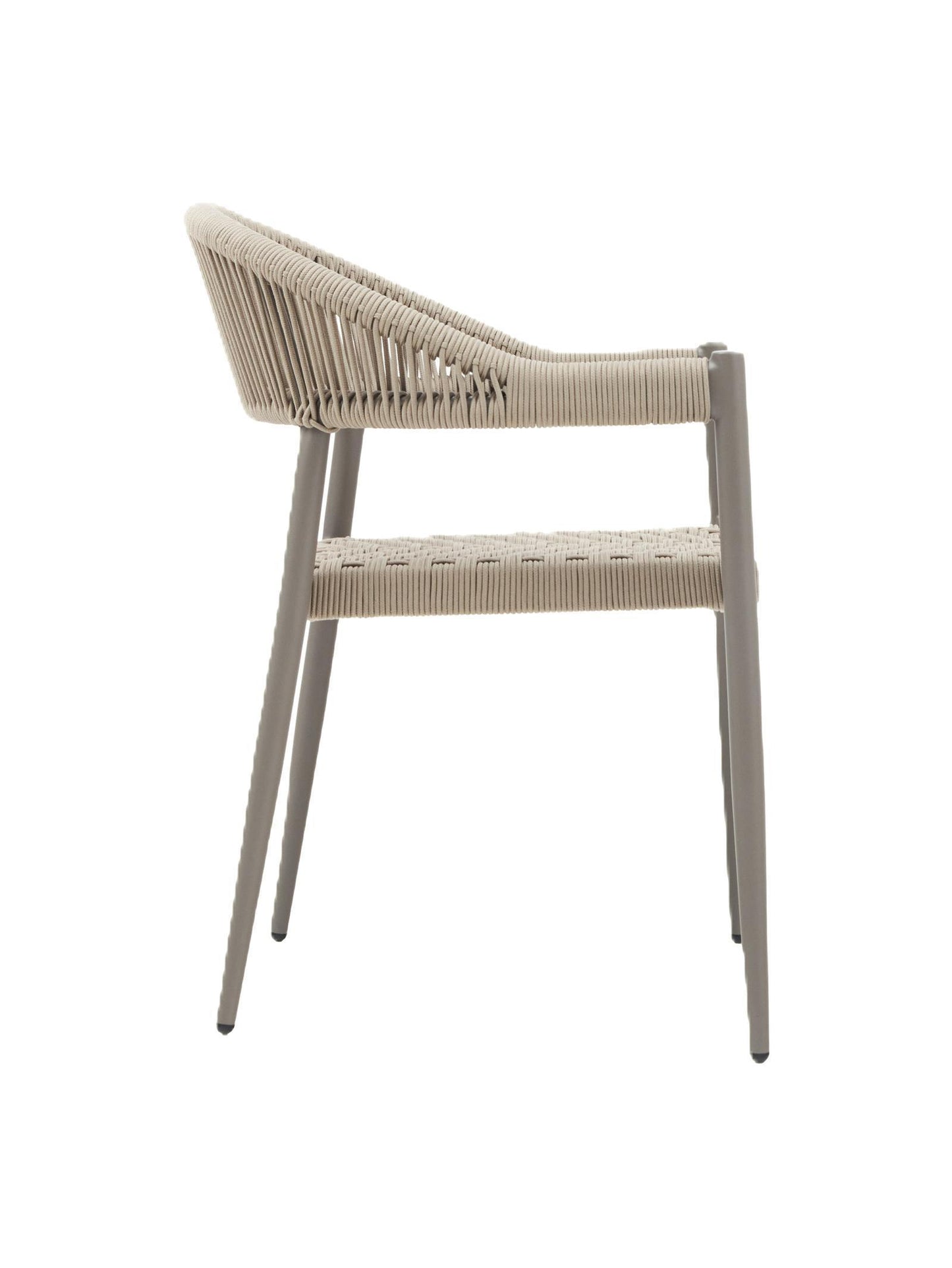 Iona Outdoor Dining Chair with aluminium frame and woven UV-resistant rope seat on patio dining area

Close-up of Iona dining chair showing intricate rope weave and sturdy metal frame

Set of Iona outdoor dining chairs around outdoor dining table on deck

Iona Outdoor Dining Chair styled in garden or veranda dining setting

Back view of Iona dining chair highlighting UV-resistant rope backrest design

Iona dining chair from the Iona outdoor furniture collection with coordinating pieces