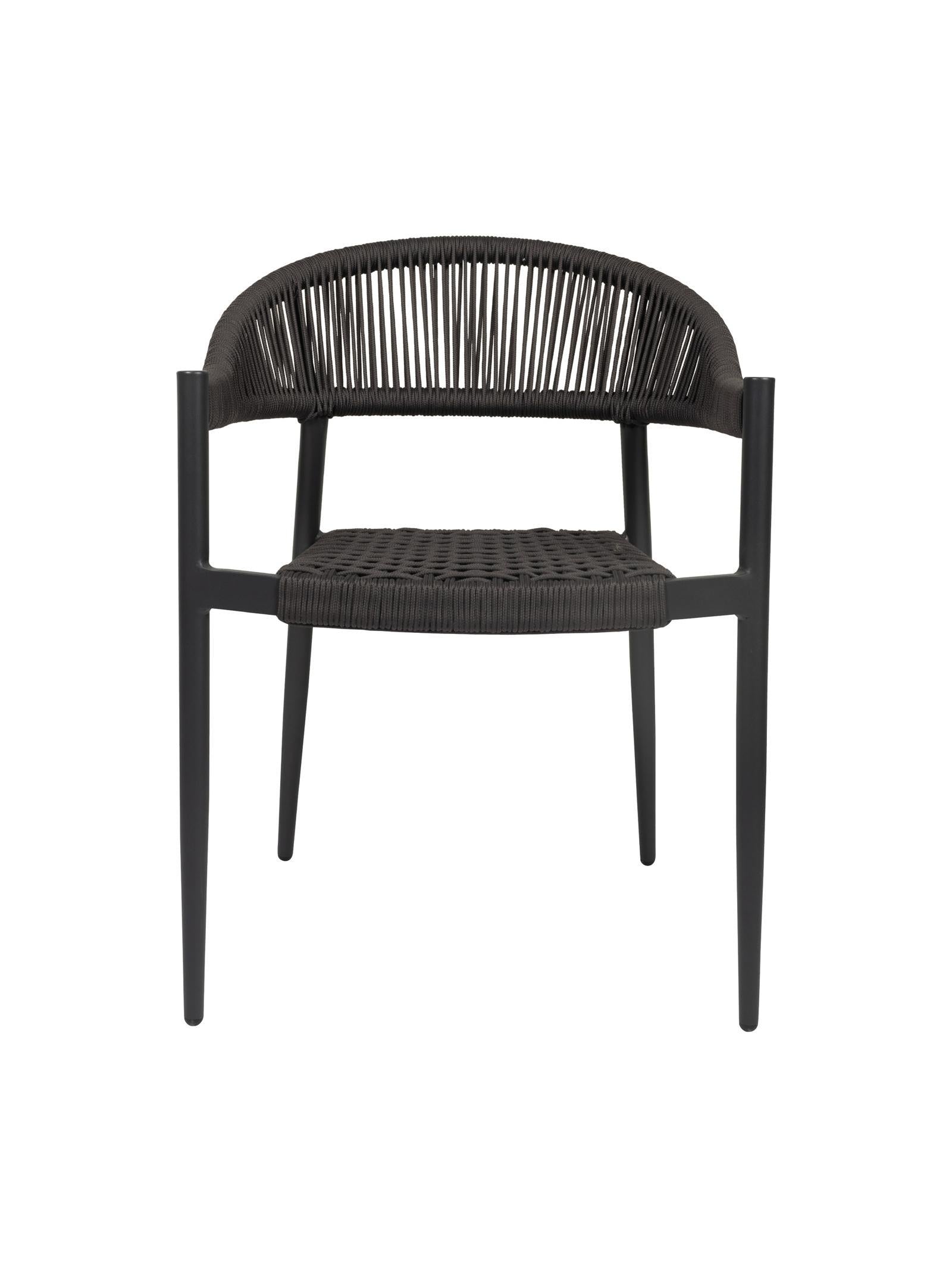 Iona Outdoor Dining Chair with aluminium frame and woven UV-resistant rope seat on patio dining area

Close-up of Iona dining chair showing intricate rope weave and sturdy metal frame

Set of Iona outdoor dining chairs around outdoor dining table on deck

Iona Outdoor Dining Chair styled in garden or veranda dining setting

Back view of Iona dining chair highlighting UV-resistant rope backrest design

Iona dining chair from the Iona outdoor furniture collection with coordinating pieces