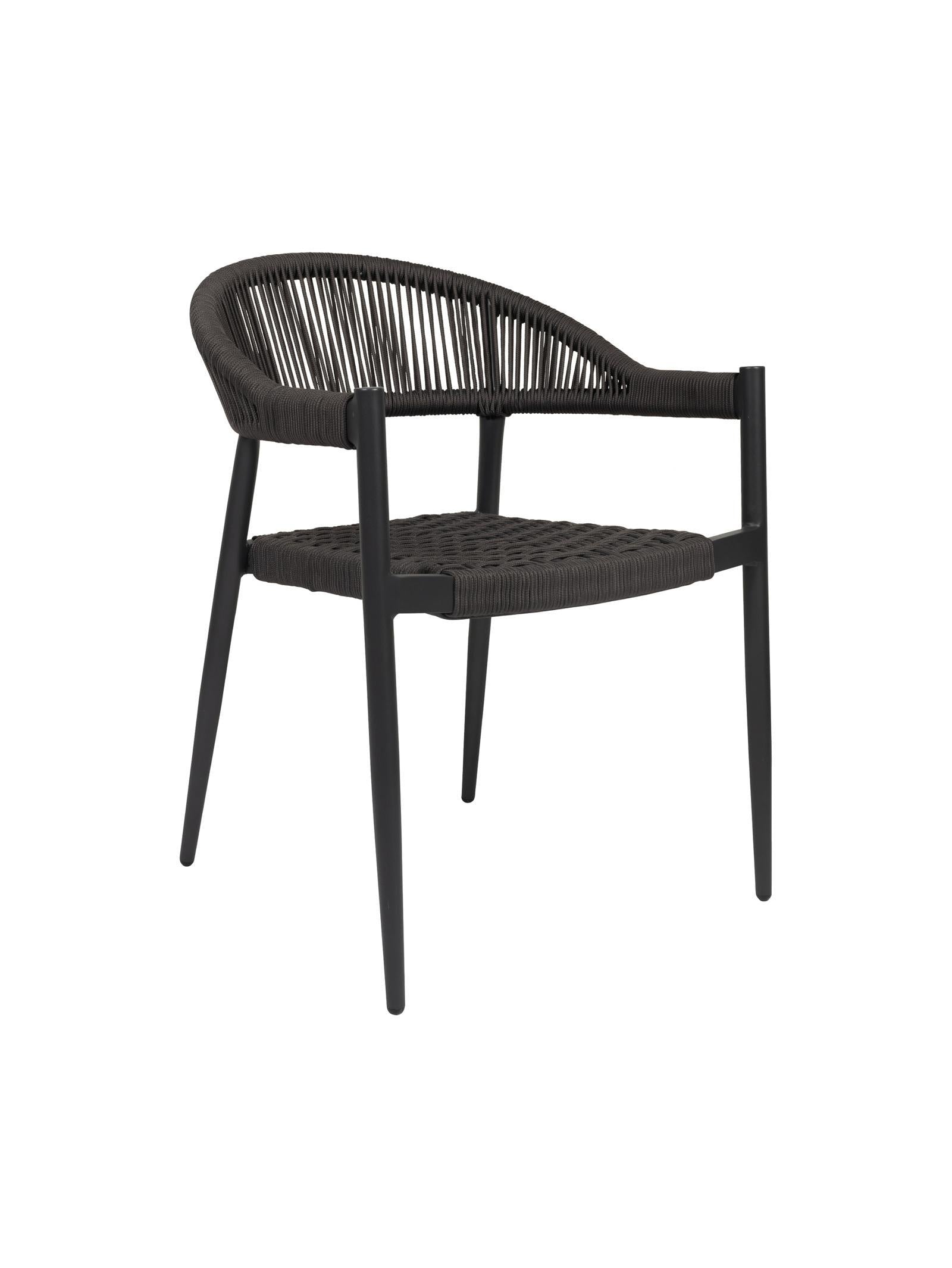 Iona Outdoor Dining Chair with aluminium frame and woven UV-resistant rope seat on patio dining area

Close-up of Iona dining chair showing intricate rope weave and sturdy metal frame

Set of Iona outdoor dining chairs around outdoor dining table on deck

Iona Outdoor Dining Chair styled in garden or veranda dining setting

Back view of Iona dining chair highlighting UV-resistant rope backrest design

Iona dining chair from the Iona outdoor furniture collection with coordinating pieces