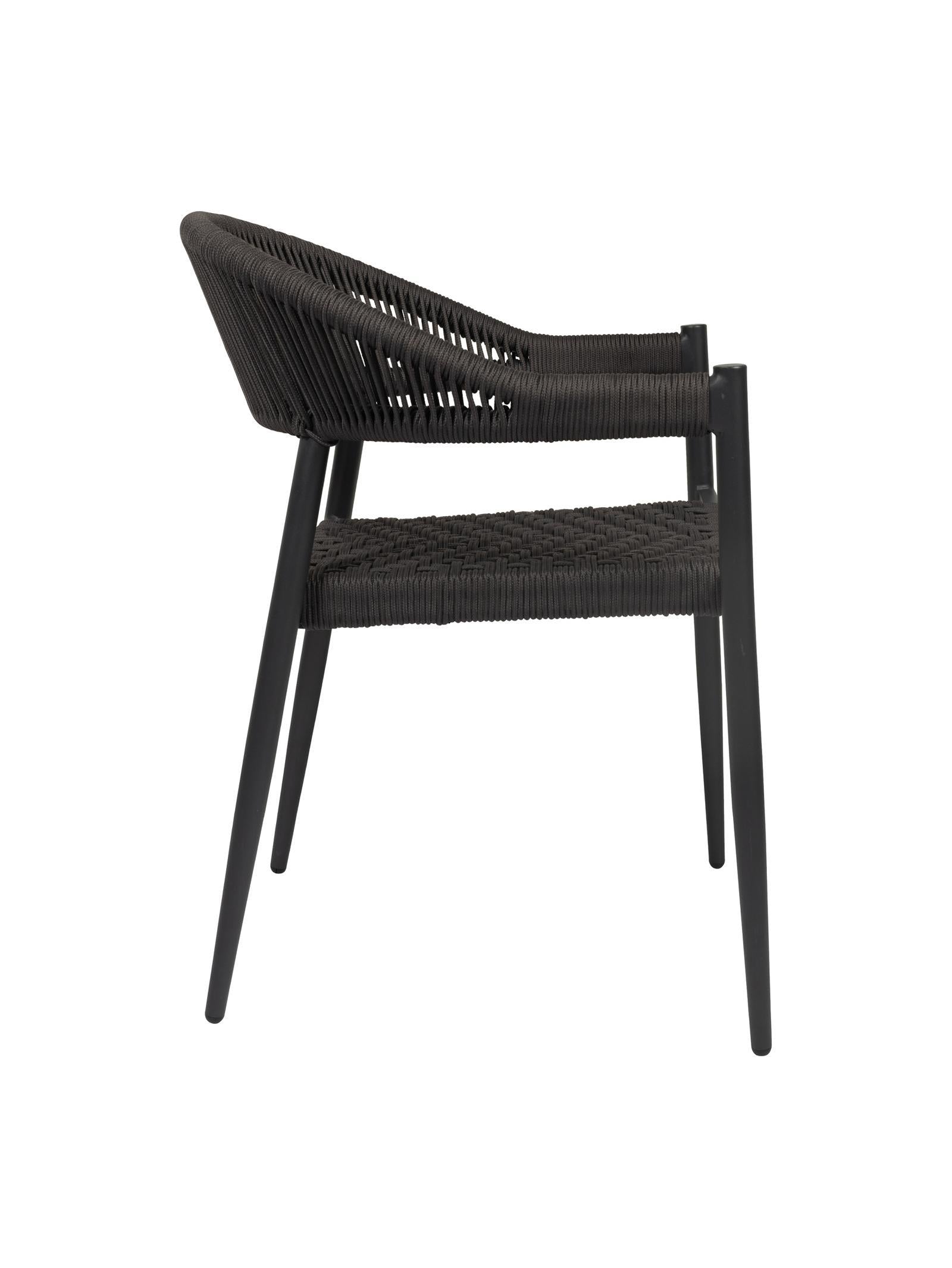 Iona Outdoor Dining Chair with aluminium frame and woven UV-resistant rope seat on patio dining area

Close-up of Iona dining chair showing intricate rope weave and sturdy metal frame

Set of Iona outdoor dining chairs around outdoor dining table on deck

Iona Outdoor Dining Chair styled in garden or veranda dining setting

Back view of Iona dining chair highlighting UV-resistant rope backrest design

Iona dining chair from the Iona outdoor furniture collection with coordinating pieces