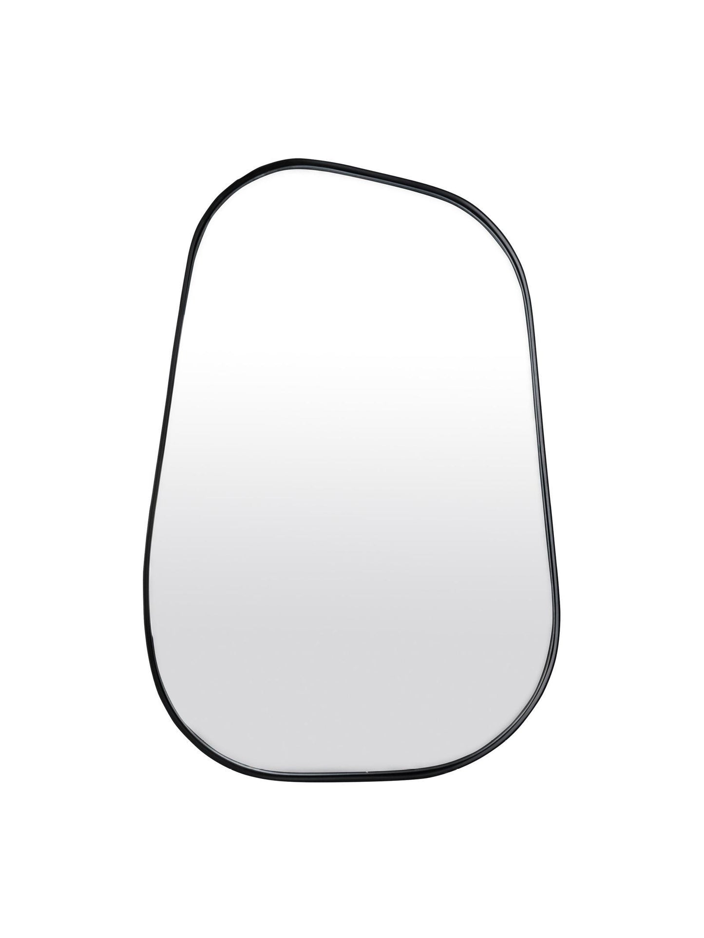 black organic shaped mirror a white background