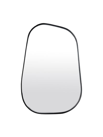 black organic shaped mirror a white background