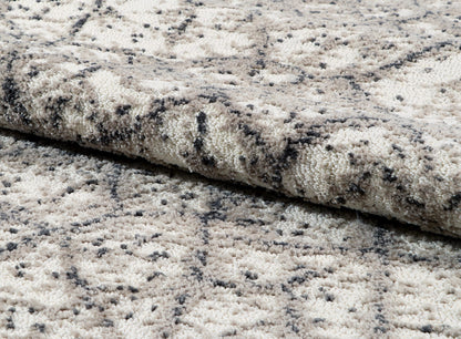 Close-up of textured gray and black rug