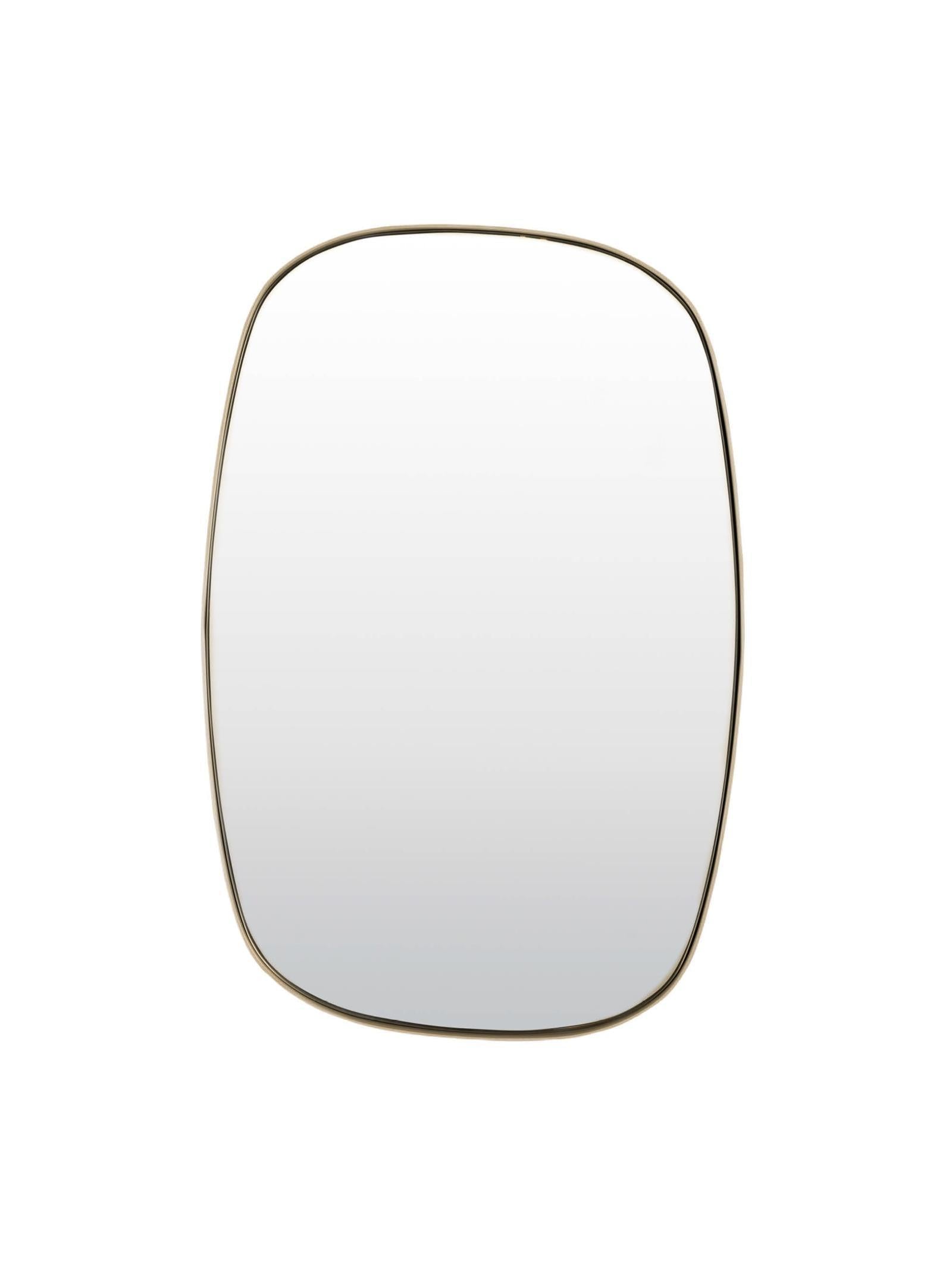 Rectangular mirror with a gold frame on a white background