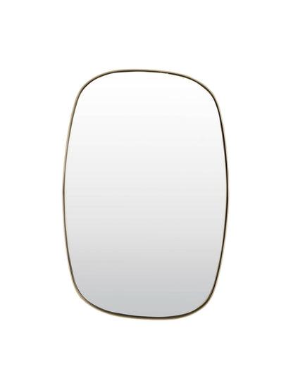 Rectangular mirror with a gold frame on a white background