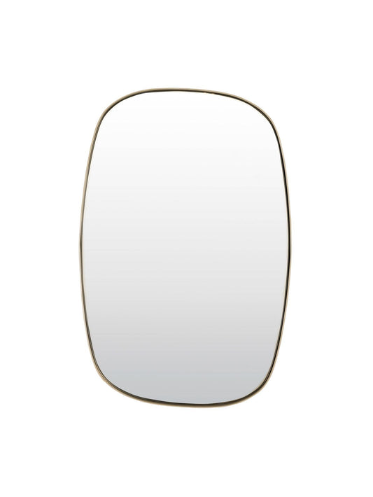Rectangular mirror with a gold frame on a white background