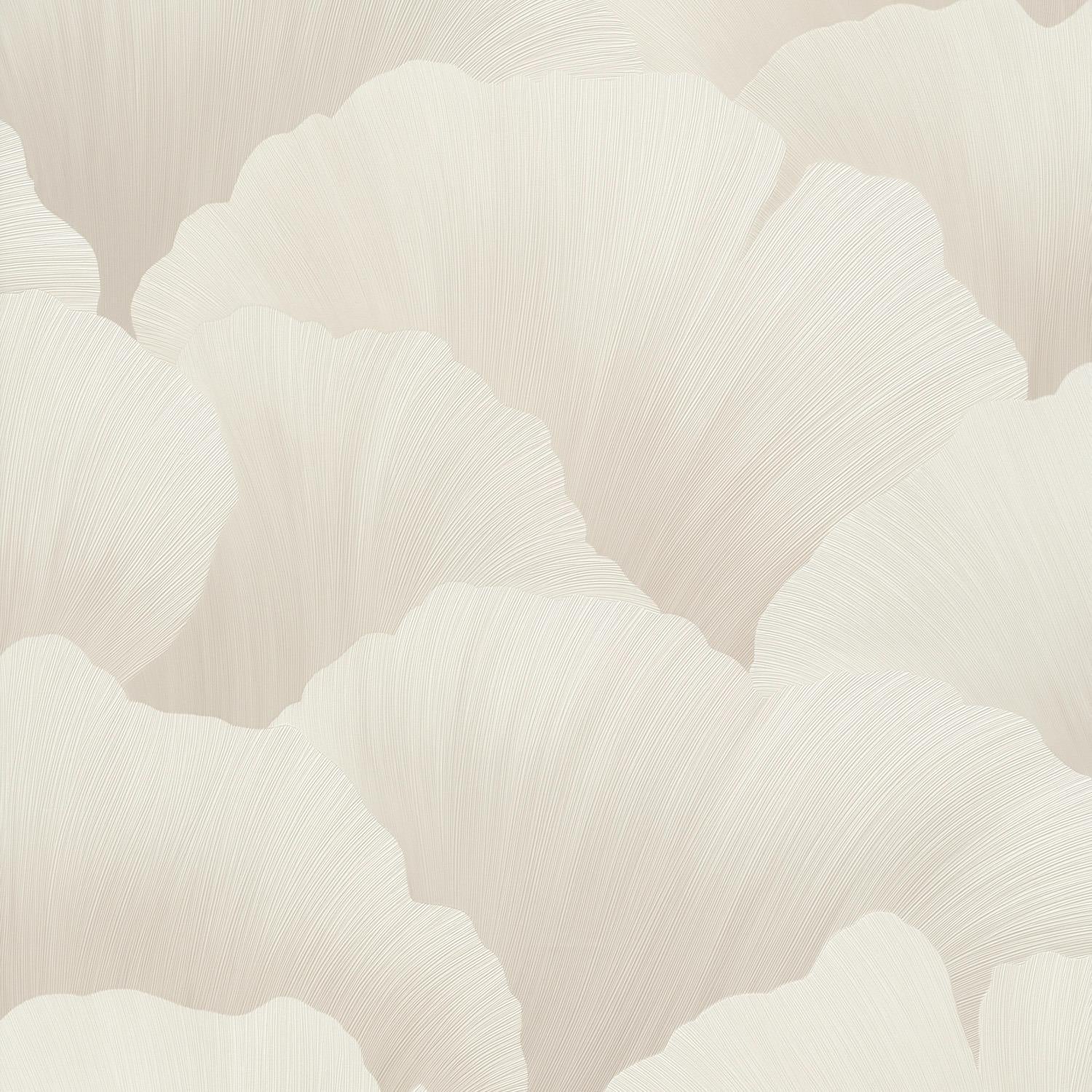 Textured beige wallpaper with cloud-like patterns