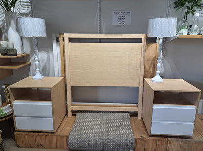 Nightstand oak with 2 drawers white