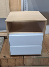 Load image into Gallery viewer, Nightstand oak with 2 drawers white