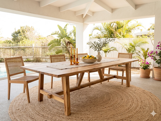Solid Wood Dining Table - Farmhouse (Plantation Teak Wood)