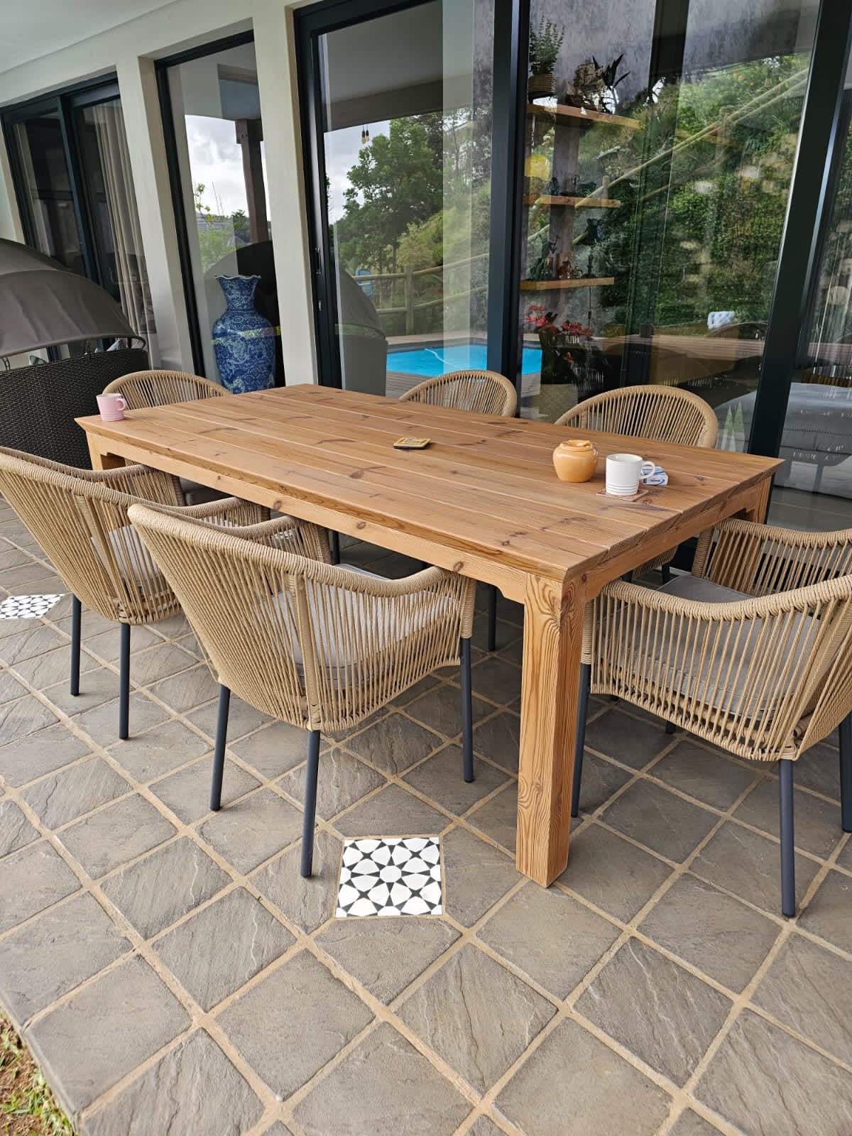 solid wood outdoor dining table 