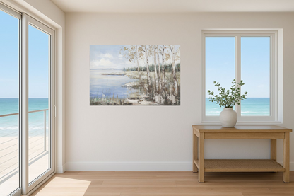 Oil on Canvas – Lakeside Birch Trees Landscape (800X1200mm) Nationwide Delivery