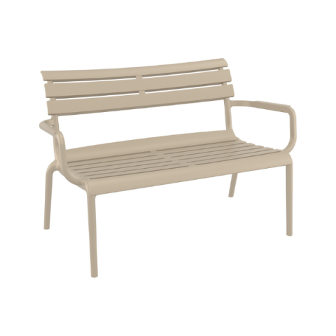 Beige bench with armrests on a white background