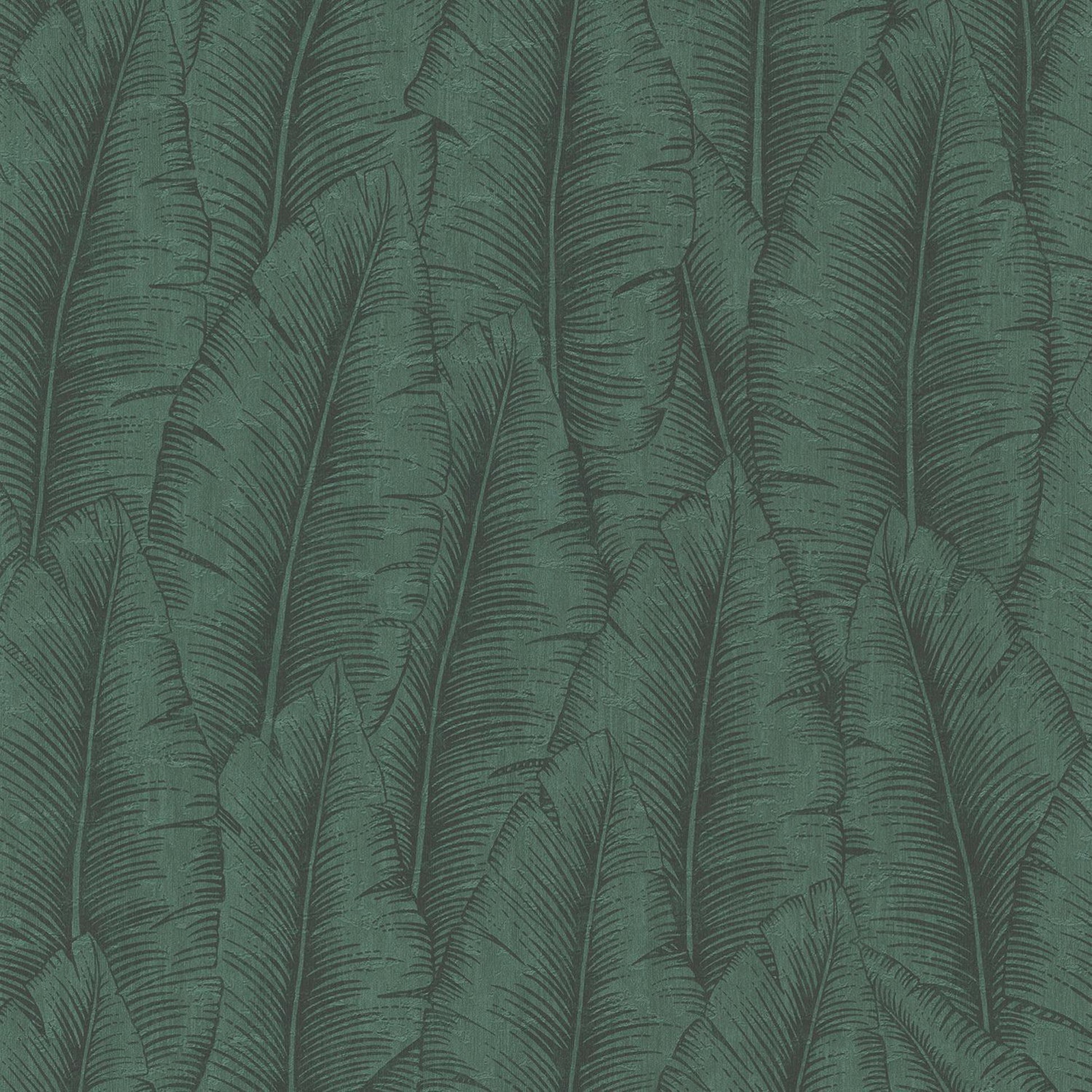 Pattern of green leaves on a dark green background