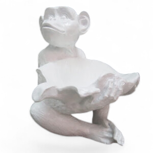 Monkey Decor Bowl - White Large